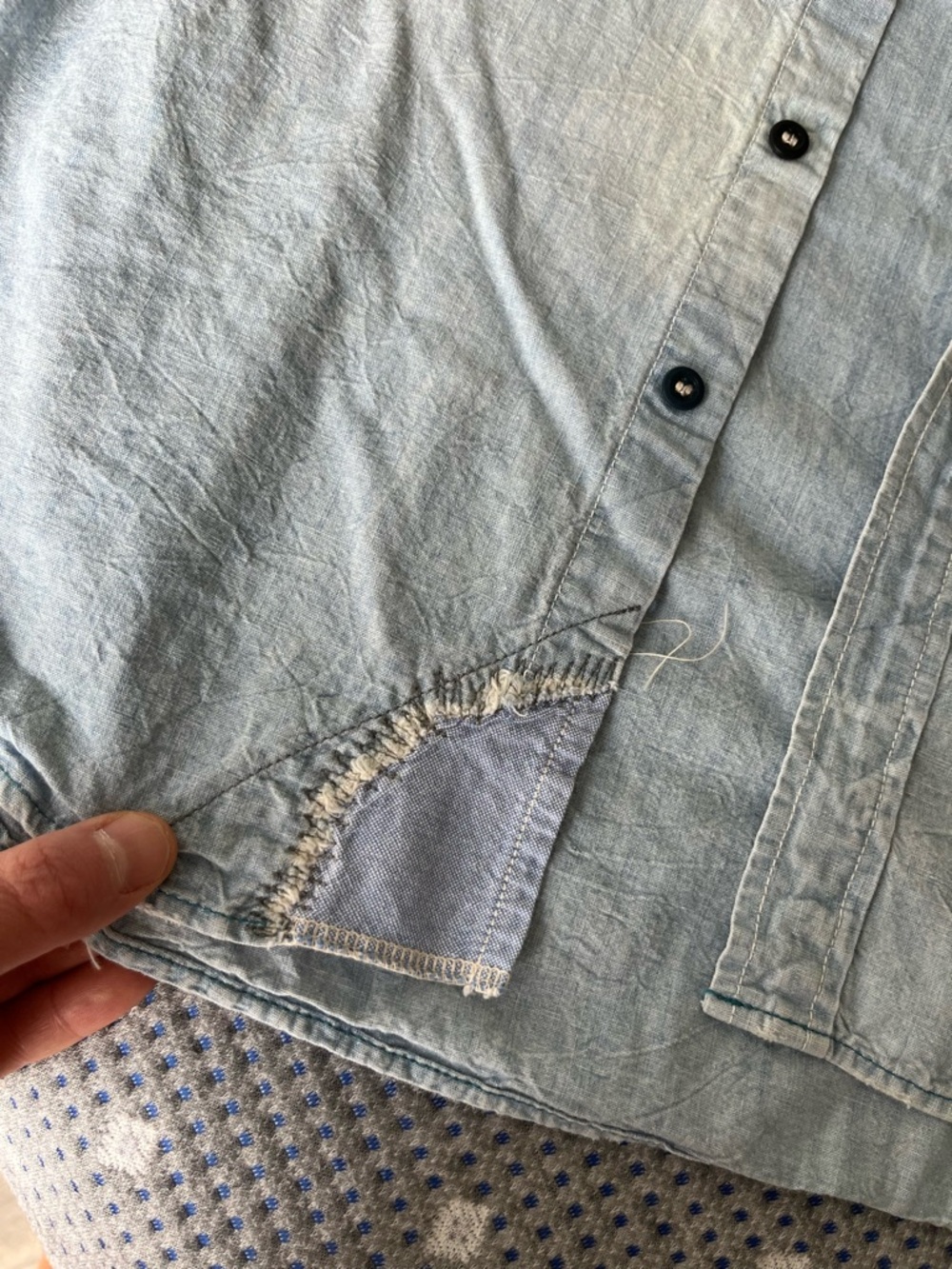 Vintage Light Wash Denim Shirt - Women's Light Blue Casual Button-Up - Picture 2 of 12